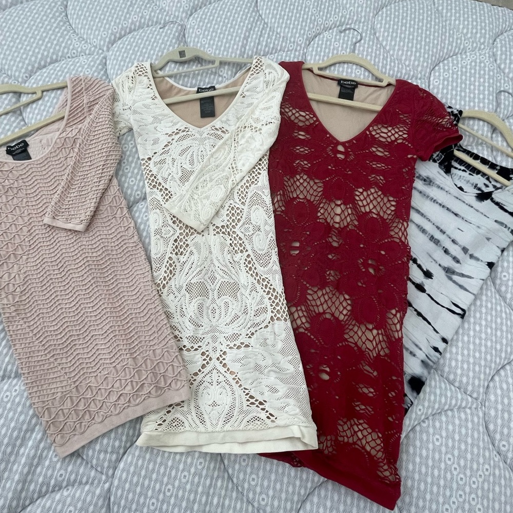 bebe petite dresses bundle!!!